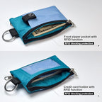 Minimalist RFID Blocking Small Wallet with ID Window,WaterResistant Zip Id Case Wallet with Lanyard Keychain for Cards,Cash,Travel,Women,Men