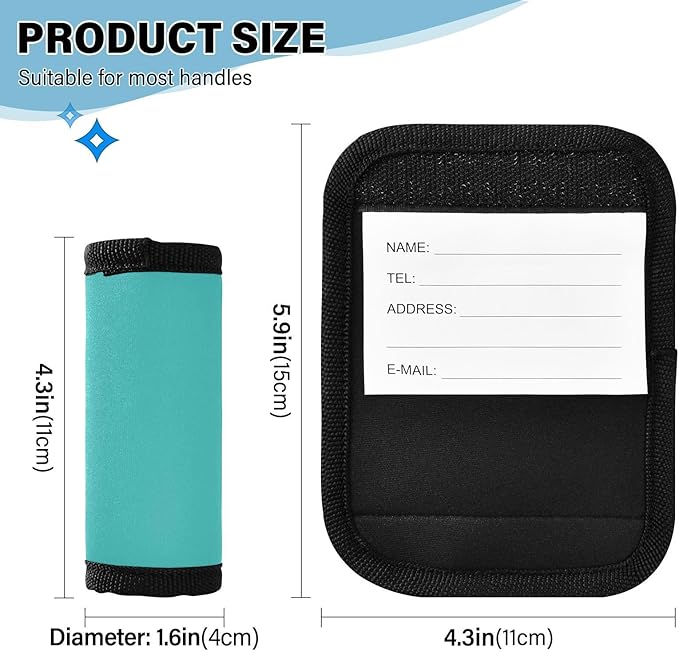 DOMIKING Blue Green Luggage Handle Wrap Soft Luggage Identifiers for Suitcase Tags Marker for Travel Bag Luggage Suitcase Handle Covers Travel Accessories, 2 Pack