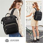 LOVEVOOK Laptop Backpack for Women,18 Inch Professional Womens Travel Backpack Purse Computer Laptop Bag Nurse Teacher Backpack,Waterproof College Work Bags Carry on Back Pack with USB Port,Black