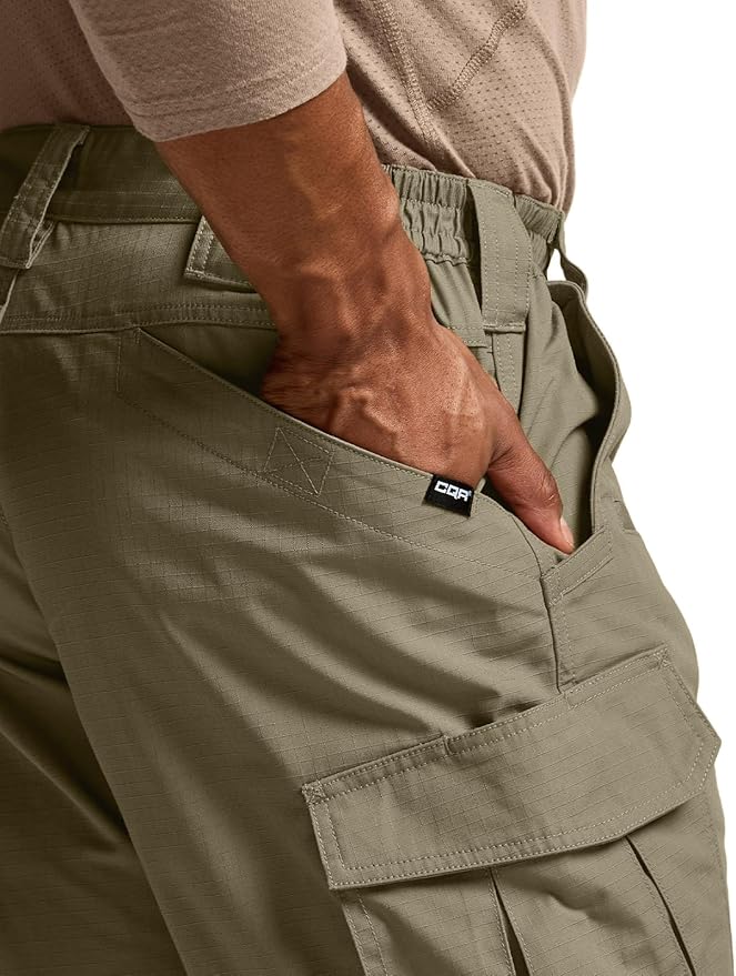 CQR Men's Tactical Pants, Water Resistant Ripstop Cargo Pants, Lightweight EDC Work Hiking Pants, Outdoor Apparel