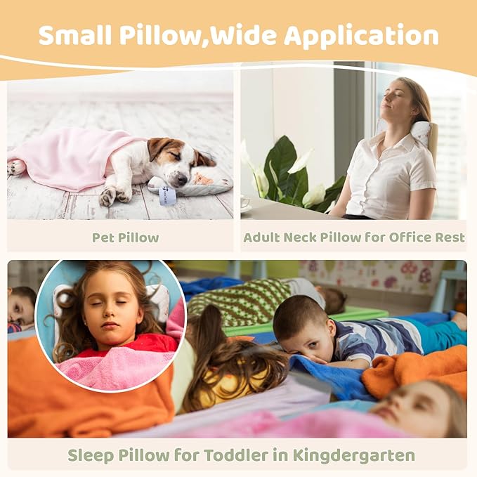 vocheer Small Pillows for Sleeping, 11"x 7" Mini Travel Pillow, Tiny Pillows for Neck, Wrist, Lumbar and Knee, Pets Pillow, Cotton, Machine Washable,Pink Deer-1PC