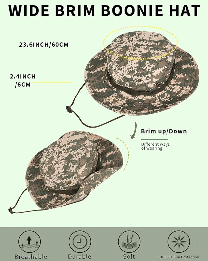 Sun Hats for Men Women Bucket Hat UPF 50+ Boonie Hat Foldable UV Protection Hiking Beach Fishing Summer Safari