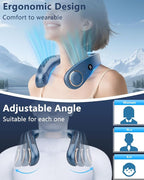 Neck Fan with Cooling Plate,5500mAh Neck Fans that Blow Cold Air Rechargeable Battery Operated,USB-C Bladeless Air Conditioner Cooling Plate AC Cooler,Quiet Head Wearable Hangs Around Neck Device Blue