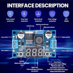 LM2596 Adjustable DC-DC Step-Down Buck Converter Module with LED Voltmeter Display, Voltage Regulator 4.0-40V Input to 1.25-37V Output Power Supply Module (Pack of 10)