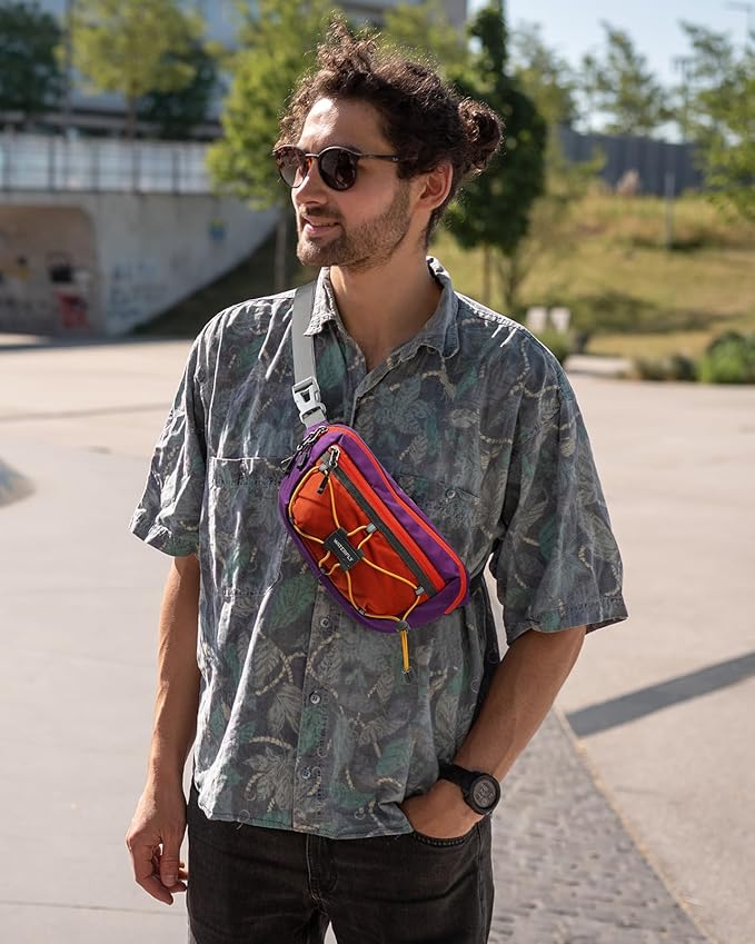 WATERFLY Lightweight Small Fanny Pack: 1.5L Mini Slim Crossbody Waist Belt Hip Bag with RFID Blocking, Anti-Theft & Water Resistant Pouch for Women Men Travel Hiking Running Walking EDC