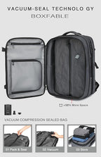 Vacuum Seal Travel Backpack 45L with Pump - Expandable Air Compression System, Water-Resistant Business TSA Lock, Laptop Backpack, Carry-On Suitcase Luggage, Gifts for Men
