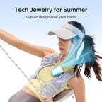 JISULIFE Portable Neck Fan, 100-Speed Adjustable 40000 RPM Personal Mini Necklace Wearable Belt Fan, 16H Rechargeable Battery 4500mAh with LED Display for Outdoor, Travel, Camping,Gifts- Blue