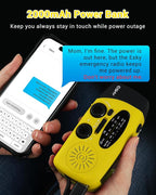 Esky Emergency Hand Crank Radio with 3 LED Flashlight, AM/FM/NOAA Portable Weather Radio with 2000mAh Power Bank Phone Charger, Solar Powered USB Charged Radio for Indoor Outdoor Camping, SOS Alarm