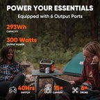 Jackery Portable Power Station Explorer 300 with 5 Meter Extension Cord, 293Wh Backup Lithium Battery, Solar Generator for Outdoors Camping Travel Hunting Blackout (Solar Panel Optional)