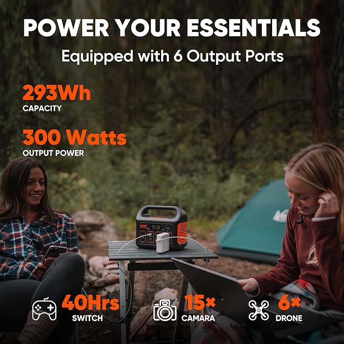 Jackery Portable Power Station Explorer 300 with Carrying Bag, 293Wh Backup Lithium Battery, Solar Generator for Outdoors Camping Travel Hunting Blackout (Solar Panel Optional)