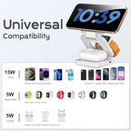 Wireless Charger for iPhone, KU XIU 3 in 1 Travel Charging Station for iPhone 17/16/15/14/13/12 Series, 5W Foldable Charger for Apple Watch10/9/8/7/6/5/4/3/SE, for Airpods 4/3/2/Pro