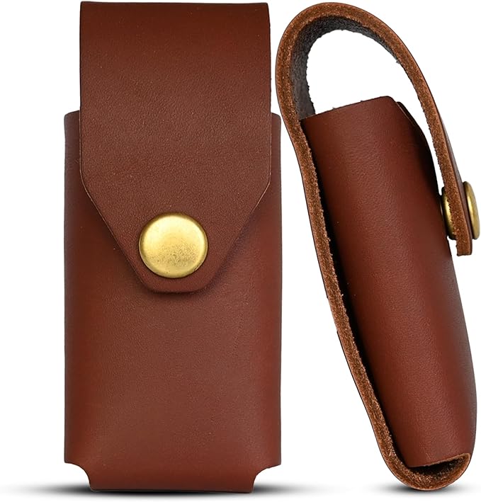 Leather Multitool Sheath Compatible with Leatherman Wave and Wave Plus, Ultra Durable Full Grain Leather Tool Holder, Multi Tool Holster for Belt, Solid Brass Rivets - Belt Accessories for Men - Brown