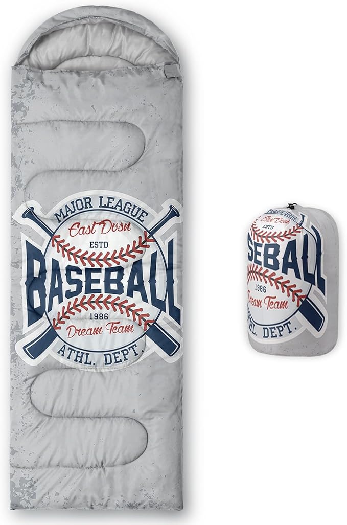 Kids Sleeping Bag for Boys Girls,Rocket Moon Print-Lightweight Warm Portable Outdoor Indoor-Waterproof Cold Weather Resistant Sleeping Bag for Camping Hiking