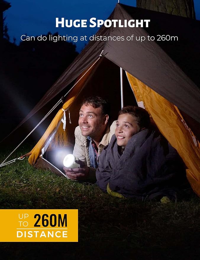 600LM Camping Lights, 5 Light Modes Camping Lantern Rechargeable with 3600 mAh Power Bank,Camping Essentials for Tent Emergency, Outdoor Hiking, Power Outages (White)