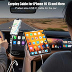 Car Carplay Cable for iPhone 17 16 15, 2-Pack 10FT 60W USB C to USB C Cable And 2-Pack 10FT USB A to USB C Cable for iPhone 17 16 15，for Galaxy S25 S24, for iPad Pro/Air, for MacBook Pro/Air and More