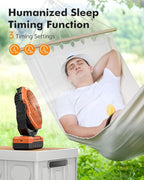 24000mAh Camping Fan - Detachable Rechargeable Battery Operated Fan with Light & Hook for Tent, Outdoor - USB Table Fan with 4 Speeds for Picnic, BBQ, Fishing, Travel, Hurricane