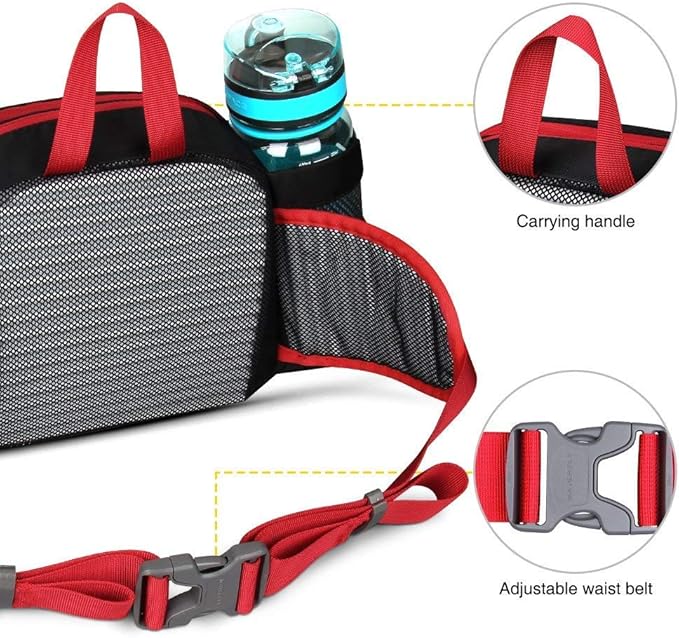 WATERFLY Fanny Pack Waist Bag: Fannie Pack 2 Water Bottle Holders Lumbar Belt Hiking Walking Running Jogging Camping Large Woman Man (Bottle Not Included)