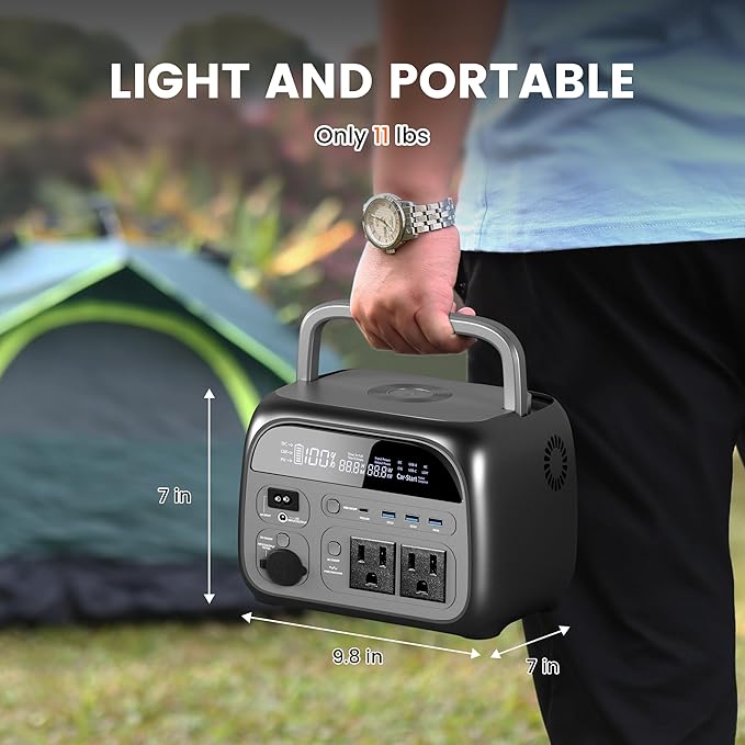 Portable Power Station 481Wh - Solar Generator with 500W AC Output for Home Use Camping RVs Travel Emergencies