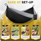 Camping Hammock Lightweight, Portable Hammocks Parachute Hammock with Two Tree Straps, Single or Double Travel Swing Nylon Camp Hammocks, Outdoor Essentials for Beach Backpacking Hiking, Orange