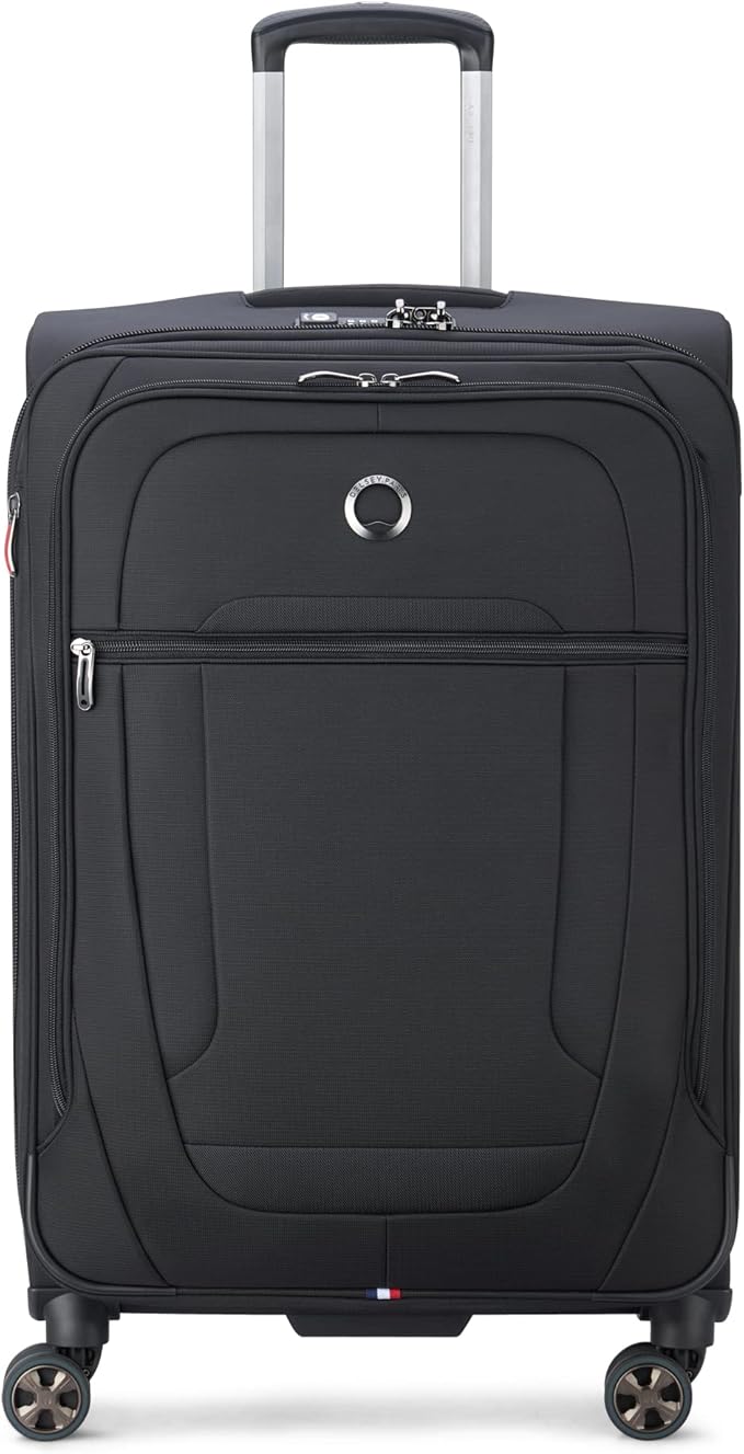 DELSEY PARIS Helium DLX Softside Expandable Luggage with Spinner Wheels, Black, 3 Piece Set (20/25/29)