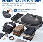 Fanwoli Vacuum Travel Backpack, Carry On Luggage with TSA Lock & Anti Theft Zipper, Expandable Airback with Compression Pump, Waterproof Laptop Bag Ideal for Flight & Business