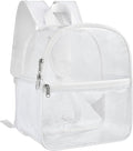 Paxiland Clear Backpack Stadium Approved 12×12×6 with Reinforced and Wider Shoulder Straps, Small Clear Bag for Schools, Concerts, Work, Festivals and Sporting Events - White