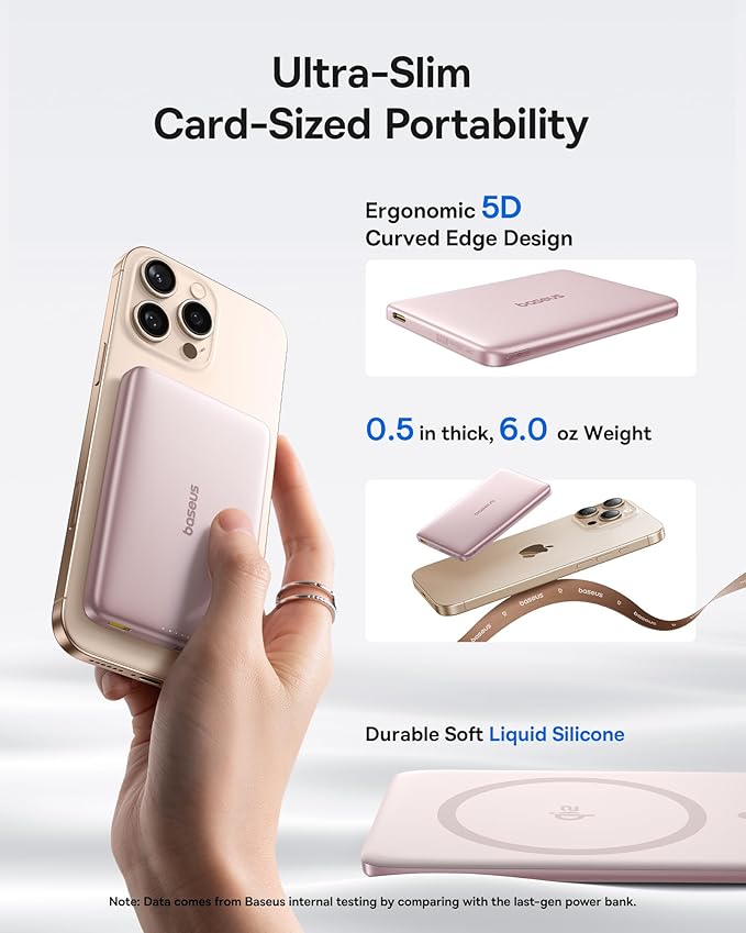 Baseus 0.5" Ultra Slim Qi2 Certified 15W Wireless Power Bank&Baseus Qi2 Certified 15W Wireless Magnetic Power Bank 10000mAh with USB-C Cable