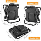 Kikerike Backpack Stool Cooler Chair Heavy Duty 400 LBS Max Load Portable Lightweight Folding Fishing Cooler for Camping Hunting Fishing - Black