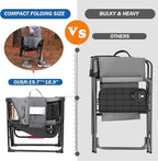 Oversized Directors Chairs Heavy Duty Folding Outdoor Chairs with Detachable Side Pocket and Adjustable Side Table for Outside,Lawn,Fishing, Folding Camping Chair up to 350Lbs Capacity (Grey)