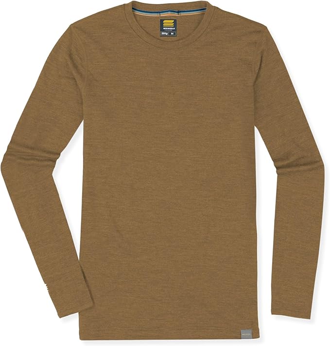 MERIWOOL Mens Base Layer - 100% Merino Wool Midweight Long Sleeve Thermal Shirt