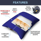 X-Foam Inflatable Camping Pillow Lite with Removable Foaming Cover | Comfortable, Washable Ultralight Portable with Neck Lumbar Support | Backpacking, Hiking, Travel, Air | Small (Ocean Blue)