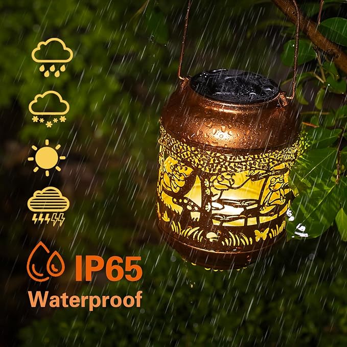 2 Pack Frog Solar Lanterns Outdoor Waterproof,Hanging Solar Lights Frog Gifts for Women Men Metal LED Decorative Light for Yard,Patio,Lawn,Tabletop,Pathway,Landscape,Garden Decor
