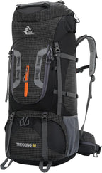 Bseash 80L Waterproof Hiking Camping Backpack with Rain Cover, Lightweight Outdoor Sport Travel Daypack for Climbing Touring (Black)