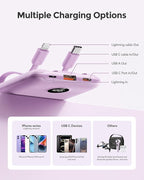 Mini Portable Charger with Built-in Cables 22.5W Fast Charging Power Bank USB-C Small Battery Pack 10000mAh Travel Essential Slim Battery for iPhone 17/16/15/14, Samsung 25/24, and More