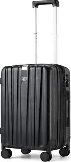 Hanke 20 Inch Expandable Carry on Luggage 22x14x9 Airline Approved Lightweight PC Hard Shell Suitcases with Wheels Travel Luggage Rolling Suitcase Travel Luggage Bag for Weekender(Jet Black)