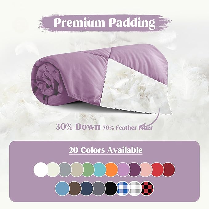 puredown® Soft Feather Down Throw Blanket Lightweight Packable Couch Throw for Indoor and Outdoor Use, 50"X70",Lavender