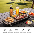 ALPHA CAMP Folding Camping Table, Portable Roll-up Table with Adjustable Height, Large Storage Bag and Carrying Bag, Tall Aluminum Table for Indoor & Outdoor Picnic BBQ Backyards Beach