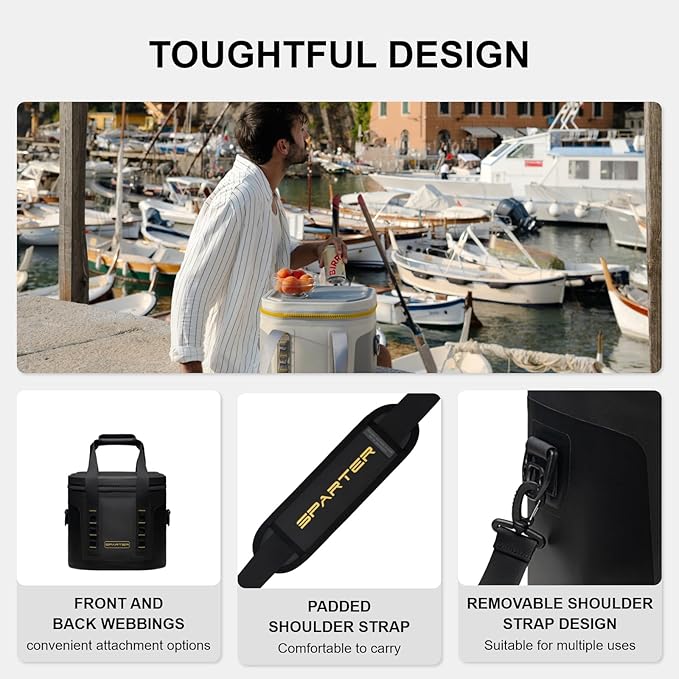 Portable Soft Cooler 12 Cans, IP68 Tizip Leak-Proof Zipper for Camping, Fishing, Beach, Outdoors Insulated Ice Chest with Reusable Ice Pack