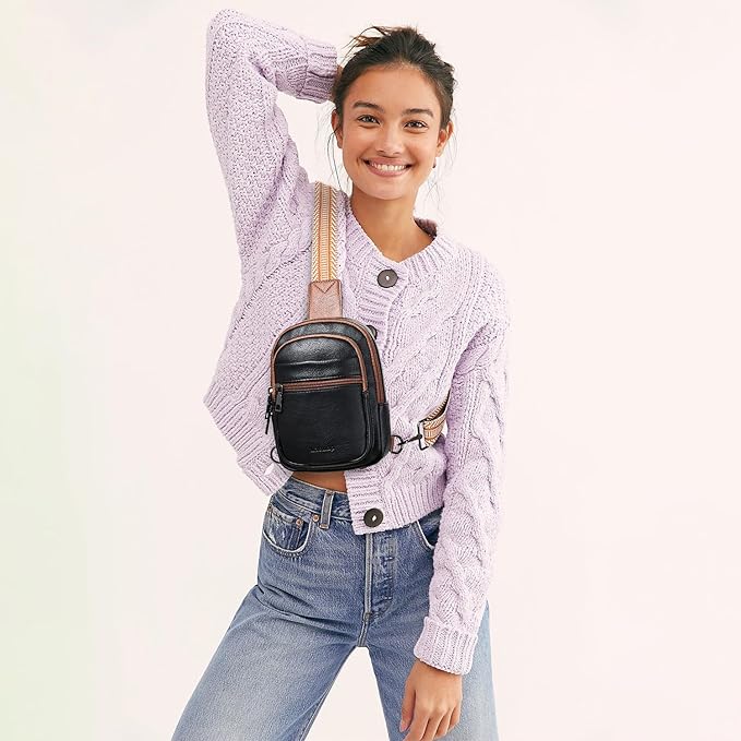 3L SMALL Sling Bag Fanny Packs For Women Men Mini Crossbody Chest Belt Travel Bag Purse Handbag Faux Leather Fashion Cute Light Grey