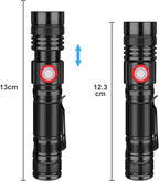 DARKBEAM LED Flashlight Rechargeable USB 2000 High Lumens, Small and Bright Pocket Flashlights, Focus Adjustable Water Resistant Handheld Flash Light for Camping, Outdoor, Emergency