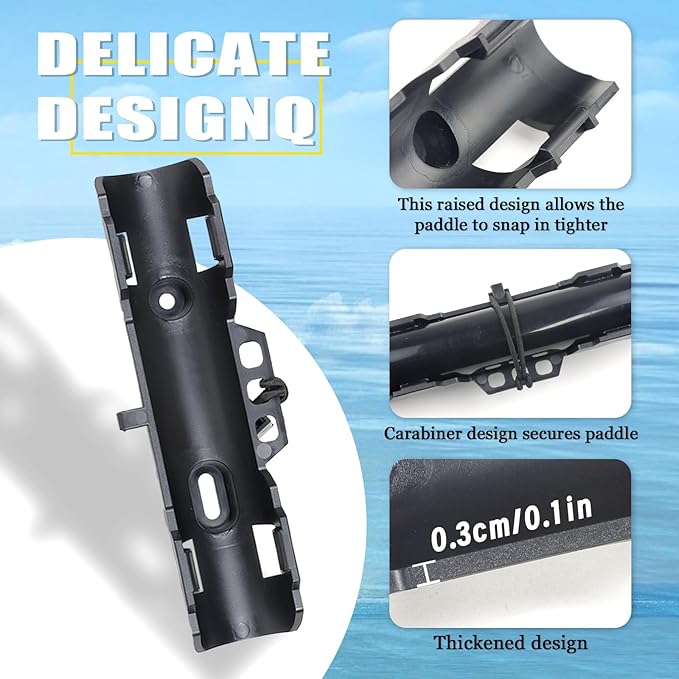 Track Mount Kayak Paddle Holder, Fits Standard Paddles, Secure 2-Point Locking System