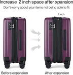 Hanke Expandable Hardshell Luggage Sets 3 piece Carry On Luggage with Wheels Suitcases Lightweight Checked Tsa Luggage Rolling Large Suitcase Travel Luggage Bag Woman Men 20/24/29 Inch(Purple)