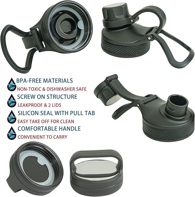 Insulated Water Bottle and Beer Growler, Wide Mouth 64 Oz Double Wall Stainless Steel Water Bottle for Hot and Cold Beverages, Leafproof BPA Free and Dishwasher Safe-64 Oz Navy Blue