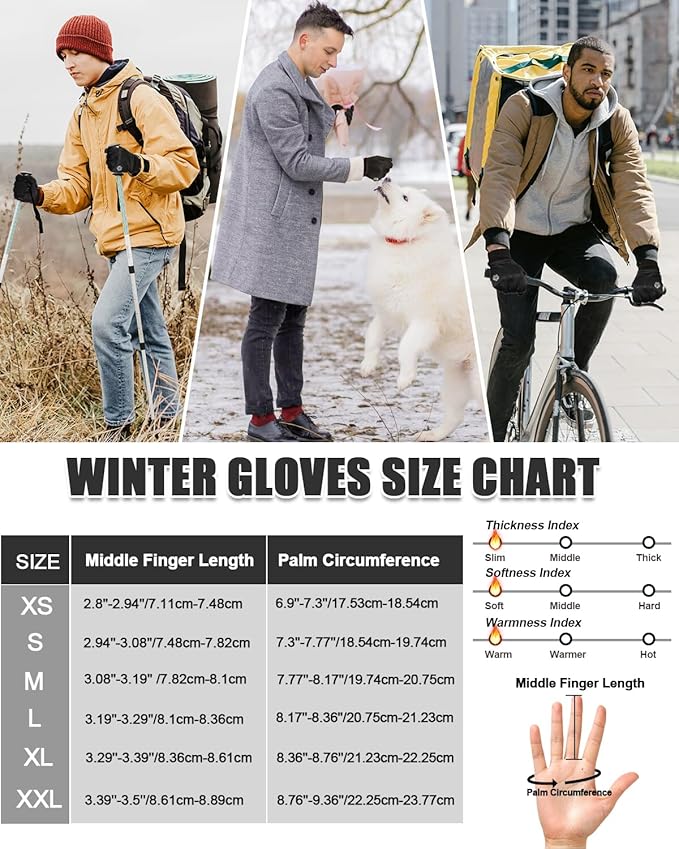 RIGWARL Winter Gloves Men and Women Medium-Thick, Gloves for Cold Weather with Thermal Plush, Touchscreen Running Glove Adjustable Zippered Wrist for Walking The Dog Hiking Camping Cycling Work