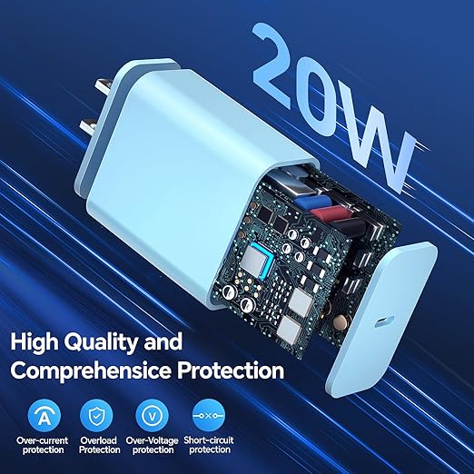 for Phone Charger Fast Charging, 20W PD USB C Wall Charger Block with 2 Pack 6 FT Type C to Lighting Cable Compatible with iPhone 14/13/12 Pro Max/11/XS/XR/X/8/Plus