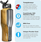 HYDROWION Water Bottle Stainless Steel,Vacuum Insulated Leak Proof Tumbler 32oz with Straw Lid, Spout Lid and Flex Cap(Cold for 48 Hrs, Hot for 24 Hrs), Fit in Any Car Cup Holder, Wood