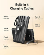 VEEKTOMX Portable Charger Built-in Cables, 20000mAh Power Bank for iPhone, Fast Charge USB C Battery Pack Travel Essentials Powerbank Compatible with iPhone 17/16/15/14, Samsung S25/24, Android, etc