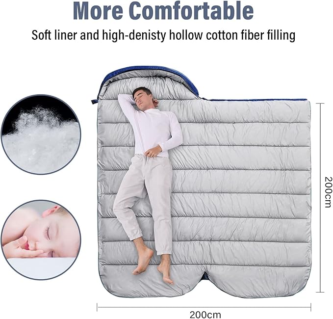 BISINNA XXL Sleeping Bag(90.55"x39.37") for Big and Tall Adults,3-4 Seasons Plus Size Warm and Comfortable Waterproof Lightweight Sleeping Bag Great for Camping Backpacking Hiking Indoor & Outdoor