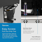 Kenmore 3-Burner Outdoor BBQ Grill | Liquid Propane Barbecue Gas Grill with Folding Sides, PG-A4030400LD-PE, Pedestal Grill with Wheels, 30000 BTU, Pearl White