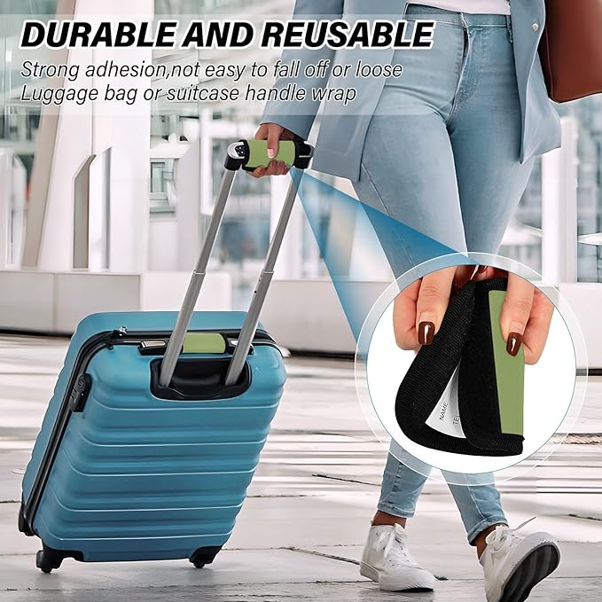 DOMIKING Light Green Luggage Handle Wrap Soft Luggage Identifiers for Suitcase Tags Markers for Travel Bag Luggage Suitcase Handle Covers Travel Accessories, 2 Pack